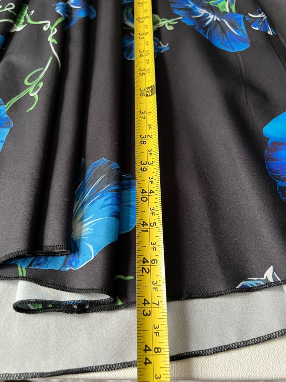 Women’s Black Floral Dress with Blue Morning Glory Print - L - Picture 6 of 9